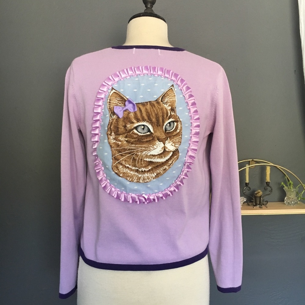 AMAZING handmade + upcycled Kitty Cat Cardigan